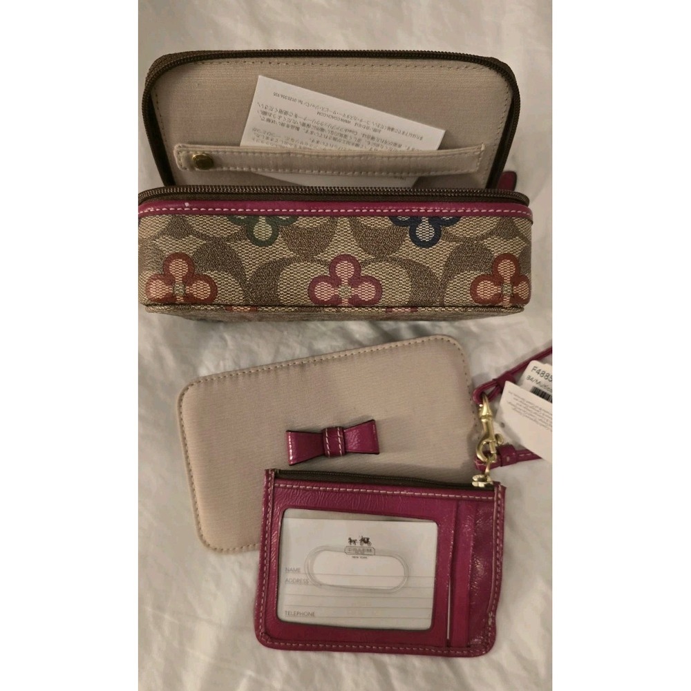 NWT, Coach Jewelry Box & Coin Purse Set‎ In Pink & Brown Signature Leather - Picture 5 of 5